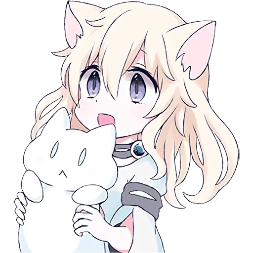 cat girl, white cat, mari koneko, white cat girl, anime cat girl
