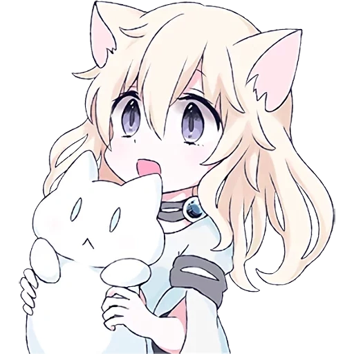 cat girl, white cat, mari koneko, white cat girl, аниме кошка девочка