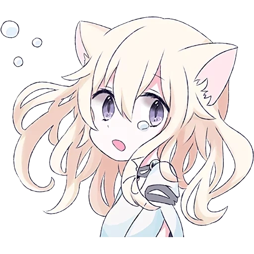 katzenmädchen, weiße katze, mari koneko, anime frau, weißes katzenmädchen