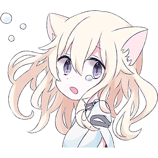 ragazza gatto, gatto bianco, mari koneko, ragazza anime, ragazza gatta bianca