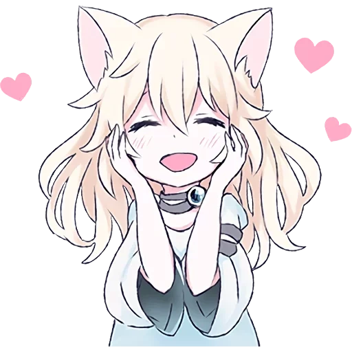nekan, anime cute, anime drawings, white cat girl, anime cute drawings