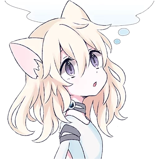 fille chat, mari koneko, chat blanc chibi, fille chat blanche, beaux dessins d'anime