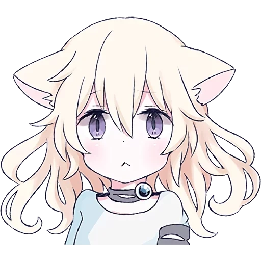 catgirl, cat girl, white cat chibi, white cat girl, anime cat girl