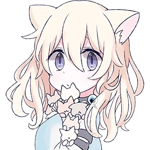 garota gato, mari koneko, garota de gato branco, arte de anime de gato, garota anime gato