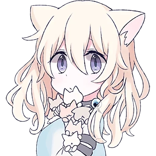 cat girl, mari koneko, chica de gato blanco, arte de animación de gato, gato chica de animación