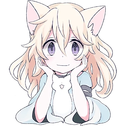 basado en el espacio, cat girl, mari koneko, chica de gato blanco, niña de gato anime