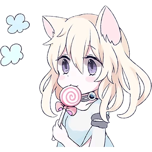 katzenmädchen, kawai anime, mari koneko, weißes katzenmädchen, anime cat girl