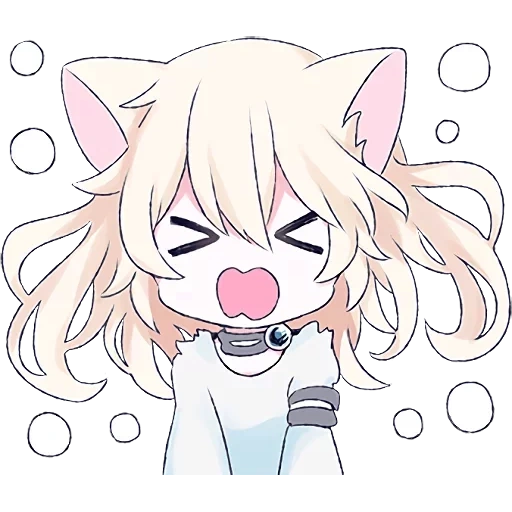 katzenmädchen, anime süß, weißes katzenmädchen, anime süße zeichnungen, anime cat girl