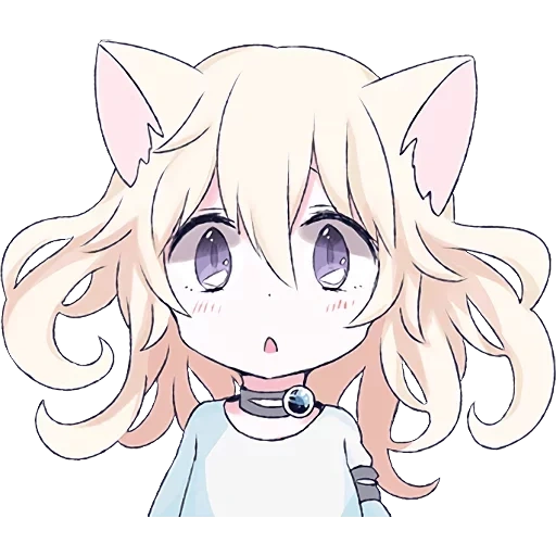 katzenmädchen, katzenmädchen, weiße katze chibi, weißes katzenmädchen, anime cat girl