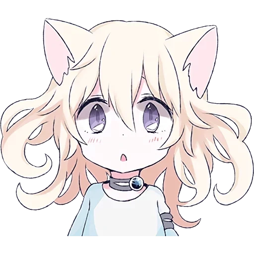 catgirl, cat girl, white cat chibi, white cat girl, anime cat girl