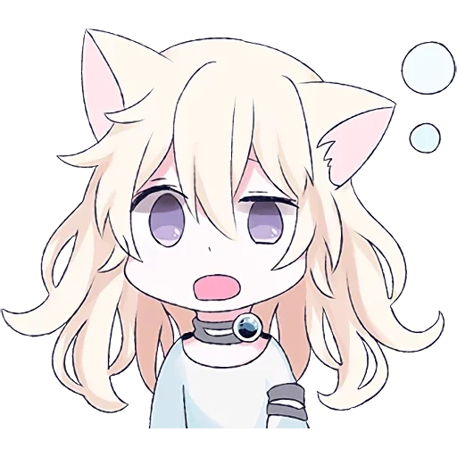 fille chat, fille chat, chat blanc chibi, fille chat blanche, fille de chat anime