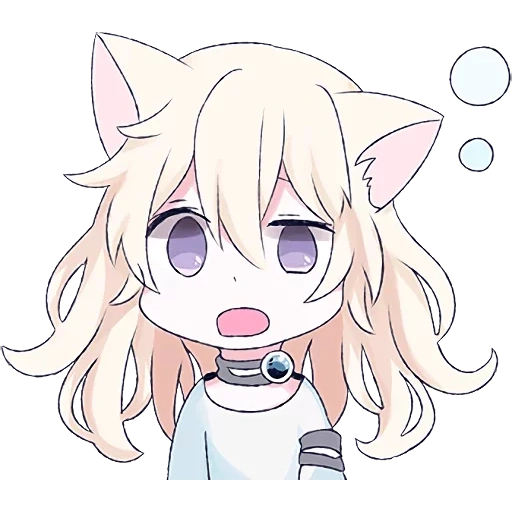 catgirl, cat girl, white cat chibi, white cat girl, anime cat girl