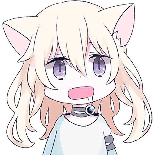 catgirl, mari koneko, white cat chibi, white cat girl, anime cat girl