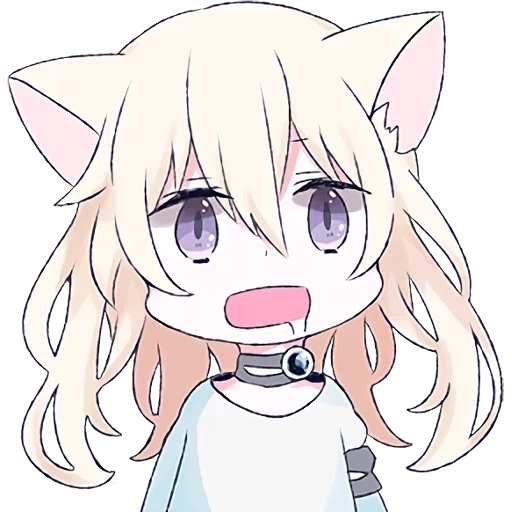 catgirl, mari koneko, белый кот чиби, white cat girl, аниме кошка девочка