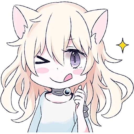 catgirl, animación linda, chica de gato blanco, patrón lindo de animación, niña de gato anime