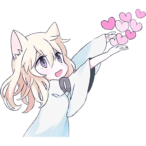 garota gato, mari koneko, animação amino, garota de gato branco, garota de gato anime