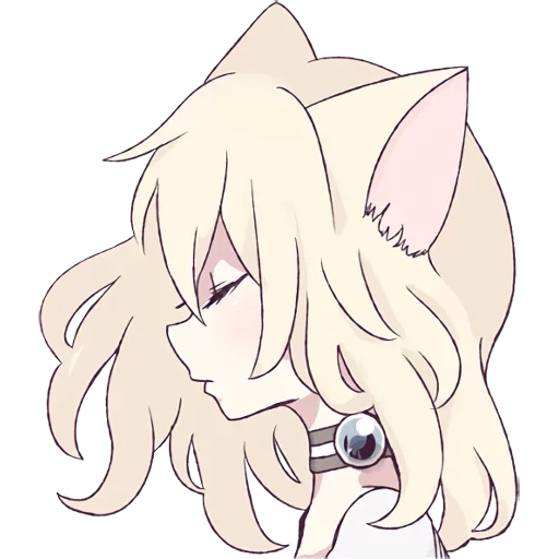 kawai anime, mari koneko, white cat girl, lovely anime drawings