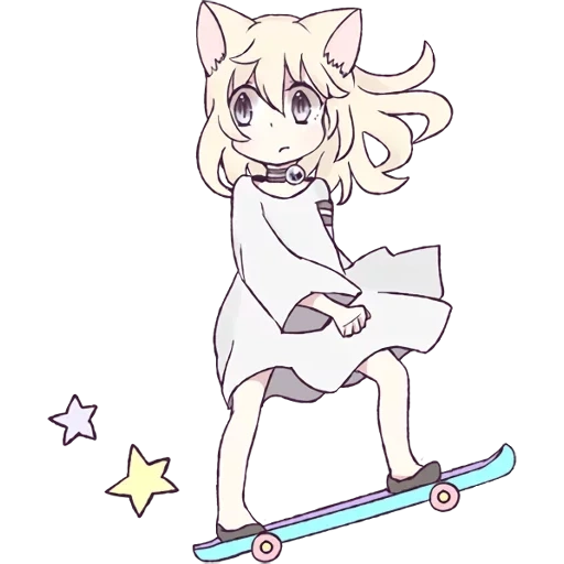 cat girl, anime art, mari koneko, anime drawings, lovely anime drawings
