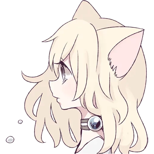 cat girl, mari koneko, white cat girl, lovely anime drawings, white cat girl anime