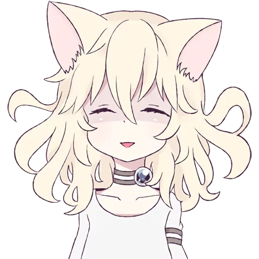 чиби, catgirl, лайн чиби неко, белый кот чиби, white cat girl anime