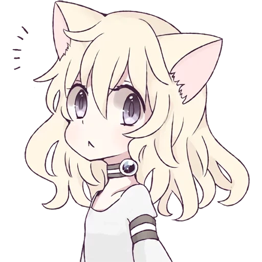 mari koneko, white cat chibi, white cat girl, lovely anime drawings, white cat girl anime
