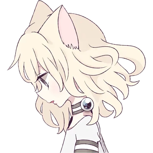 anime kunst, mari koneko, weißes katzenmädchen, schöne anime zeichnungen