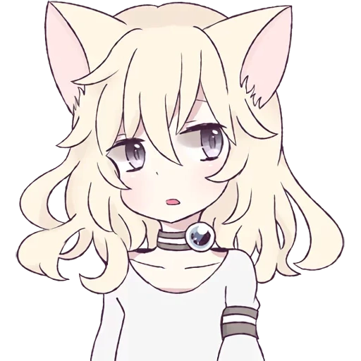 mari koneko, line chibi ist etwas, weiße katze chibi, weißes katzenmädchen, schöne anime zeichnungen