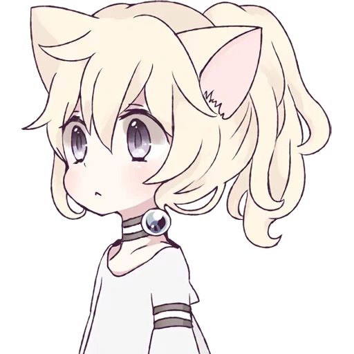 mari koneko, imagem de anime, linha selvagem de chibi, gato branco chibi, padrão de anime bonito