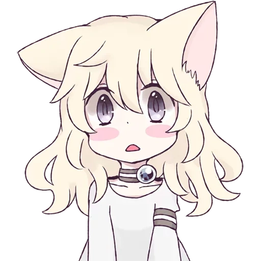 mari koneko, белый кот чиби, white cat girl, персонажи аниме, милые рисунки аниме