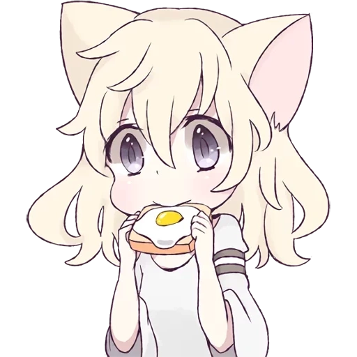 chibi, mari koneko, white cat chibi, anime is nobody, lovely anime drawings