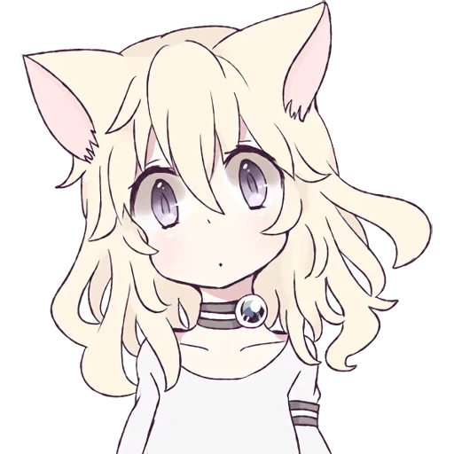 mari koneko, ligne chibi est quelques-uns, chat blanc chibi, fille chat blanche, beaux dessins d'anime