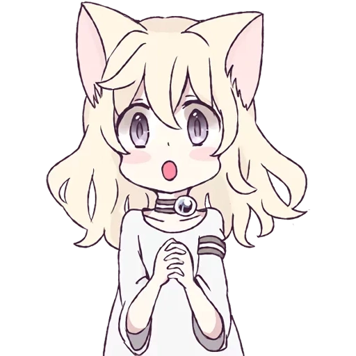 chibi cat, mari koneko, white cat chibi, anime is nobody, lovely anime drawings