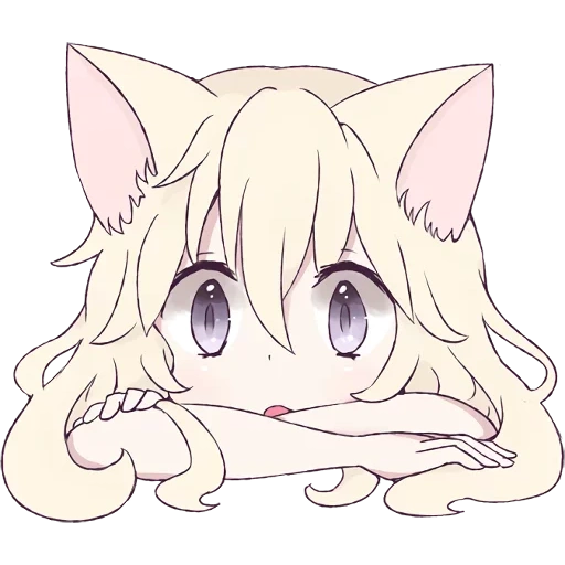 cat girl, mari koneko, white cat chibi, white cat girl, anime is nobody