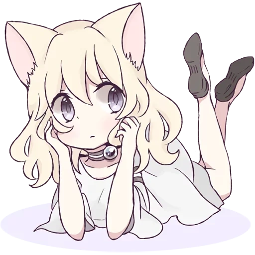 cat girl, white cat, mari koneko, marie koneko, anime is nobody