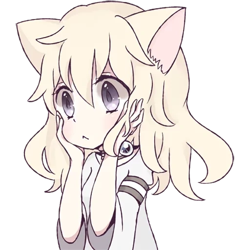 cat girl, mari koneko, white cat chibi, white cat girl, lovely anime drawings