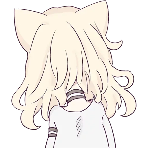 figura, gato branco, mari koneko, personagem de anime, padrão de anime bonito