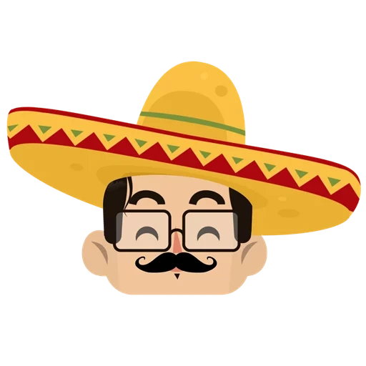 sombrero, sombrero mexicano, emoticón mexicano, sombrero mexicano, bigote de sombrero mexicano