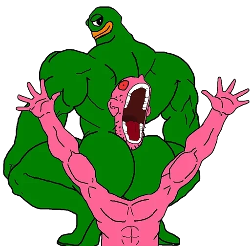 аниме, пепе лягушка, крокодил vore, лягушка muscle growth, крокодил muscle growth