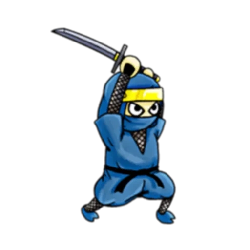 ninja, ninja, ninja biru, maskot ninja