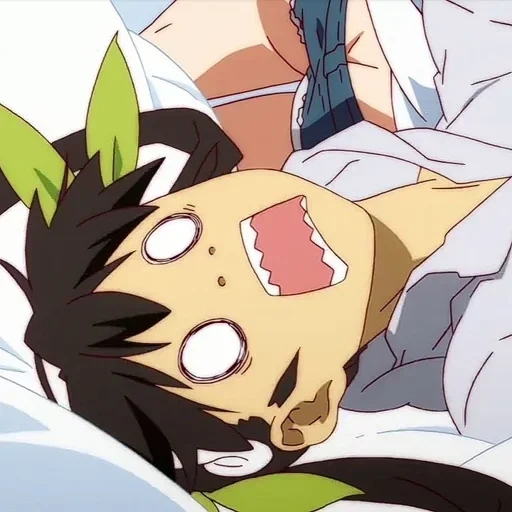 anime, monogatari, lustiger anime, anime charaktere, monogatari araragi yotsugi kuss