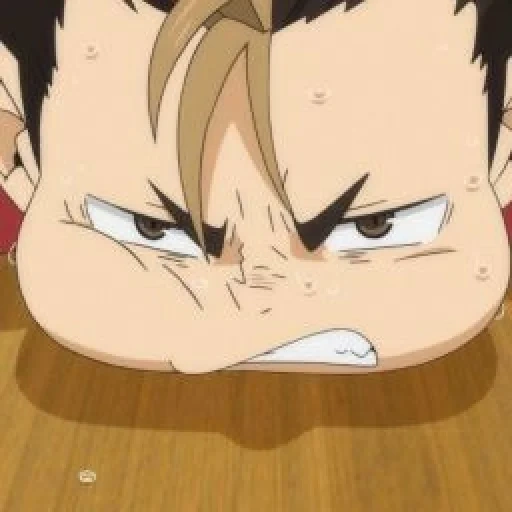 haikyuu, anime meme face, volleyball animation, cartoon character, van pease 744 series