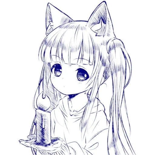 anime, anime cat art, bleistiftanime, anime zeichnungen von skizzen, sryzovs mit einem bleistift von anime