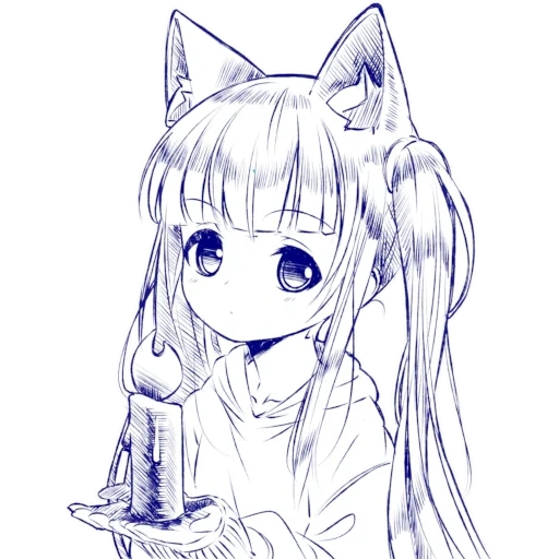 anime, arte de gato de anime, anime lápiz, dibujos de anime de bocetos, sryzovs con un lápiz de anime