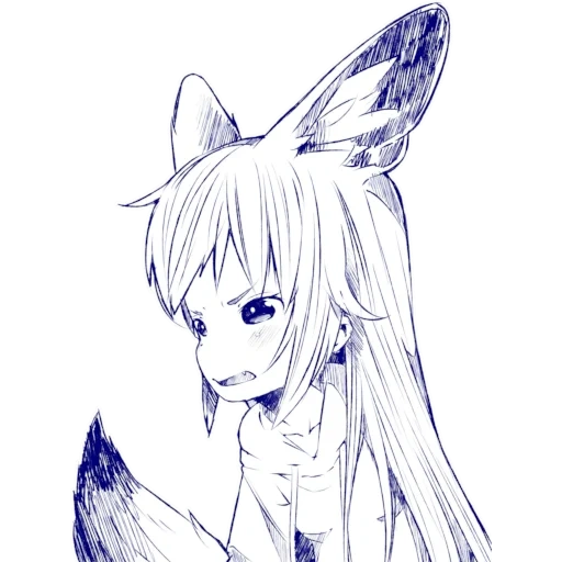 anime, anime fuchs, anime kunst, färbung von mädchen anime, anime mit einem bleistift des fuchs