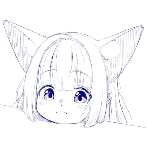 arts anime, anime drawings, draw anime, anime drawing with ears, anime with a pencil of the fox