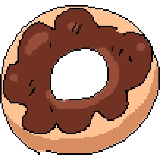 donuts, symbole de beignet, donuts au chocolat, beignet de pixel, dessins animés au chocolat avec beignet