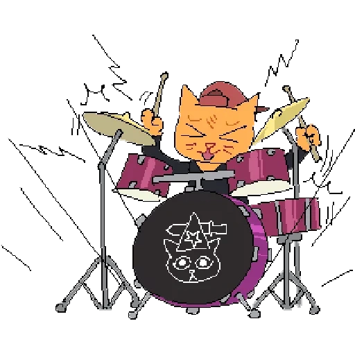 drummer, drums, cat drummer, the silhouette of the drummer, drummer character