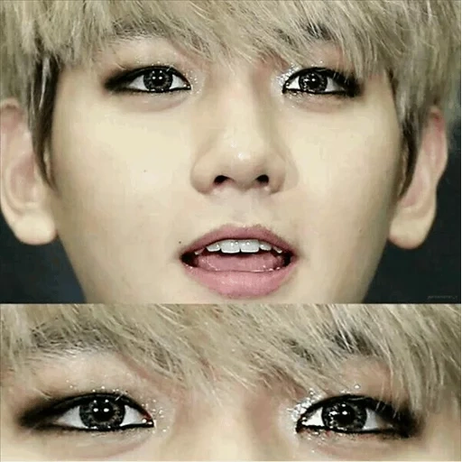 lentilles, maquillage des yeux, taehyung bts, baekhyun exo, bts schuger eye
