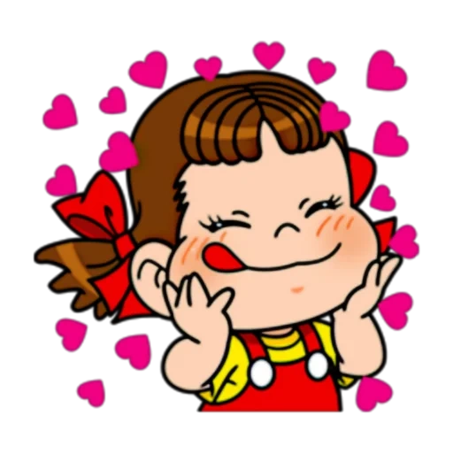 mila, clipart, personaje, niña de línea, la niña es un corazón