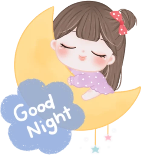 picture, girl, good night, the girl is sleeping to the moon, the girl is sleeping
